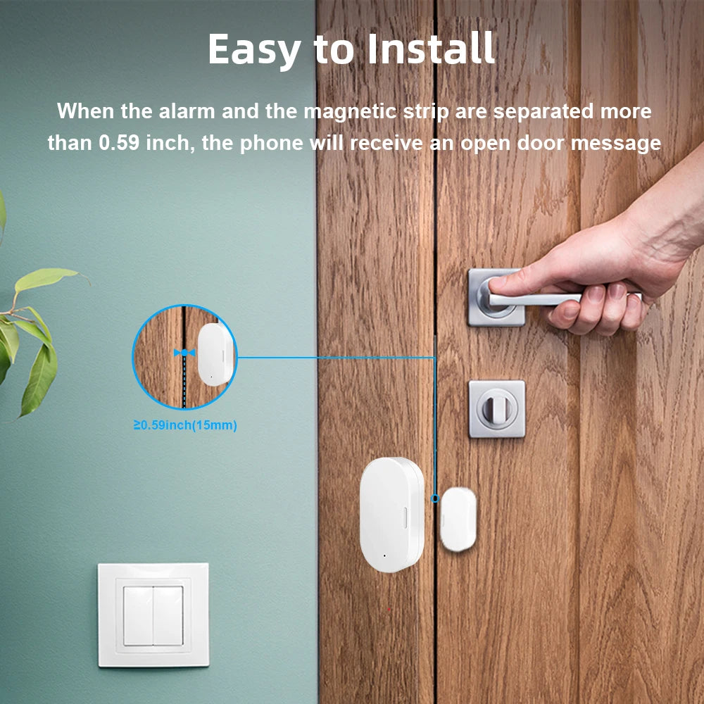 Zigbee Door Window Sensor | Wireless Magnetic Contact Alarm by Tidesmit Tidesmit