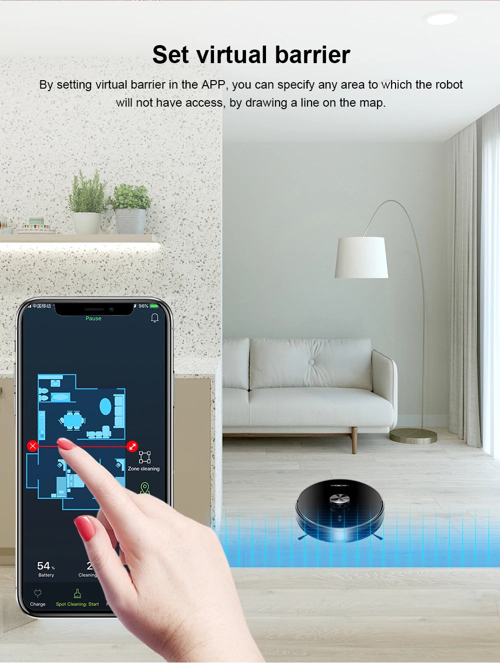 Tidesmit Liectroux LILIN X6 Robot Vacuum with laser mapping and restricted area settings for carpet cleaning