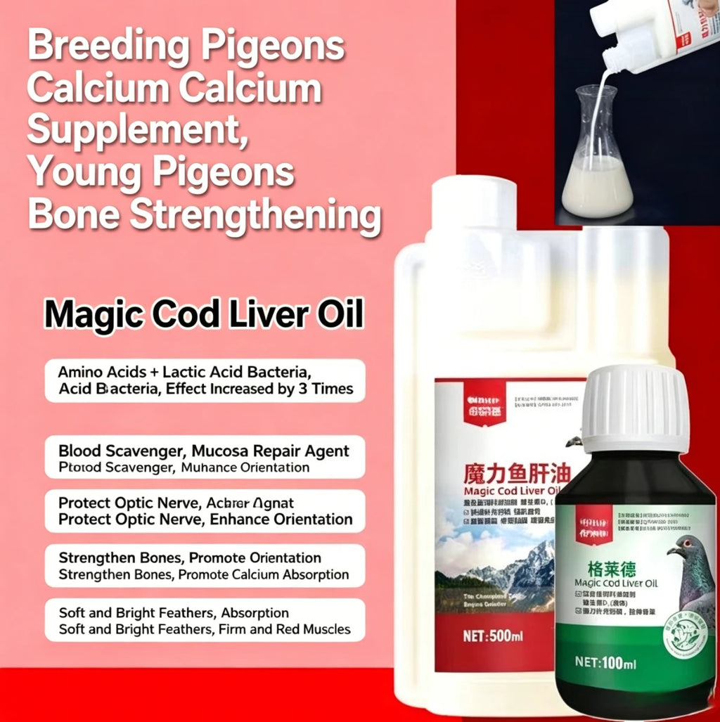 100ml Pigeon Cod Liver Oil Supplement, with Vitamins A & Vitamins D3 for Digestive & Muscle Support