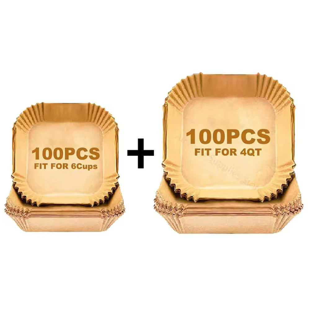 Air Fryer Paper Liners for Ninja Crispi FN101GY/FN101SG/FN101ST Non-Stick Square Glass Parchment Paper Airfryer Accessories ﻿