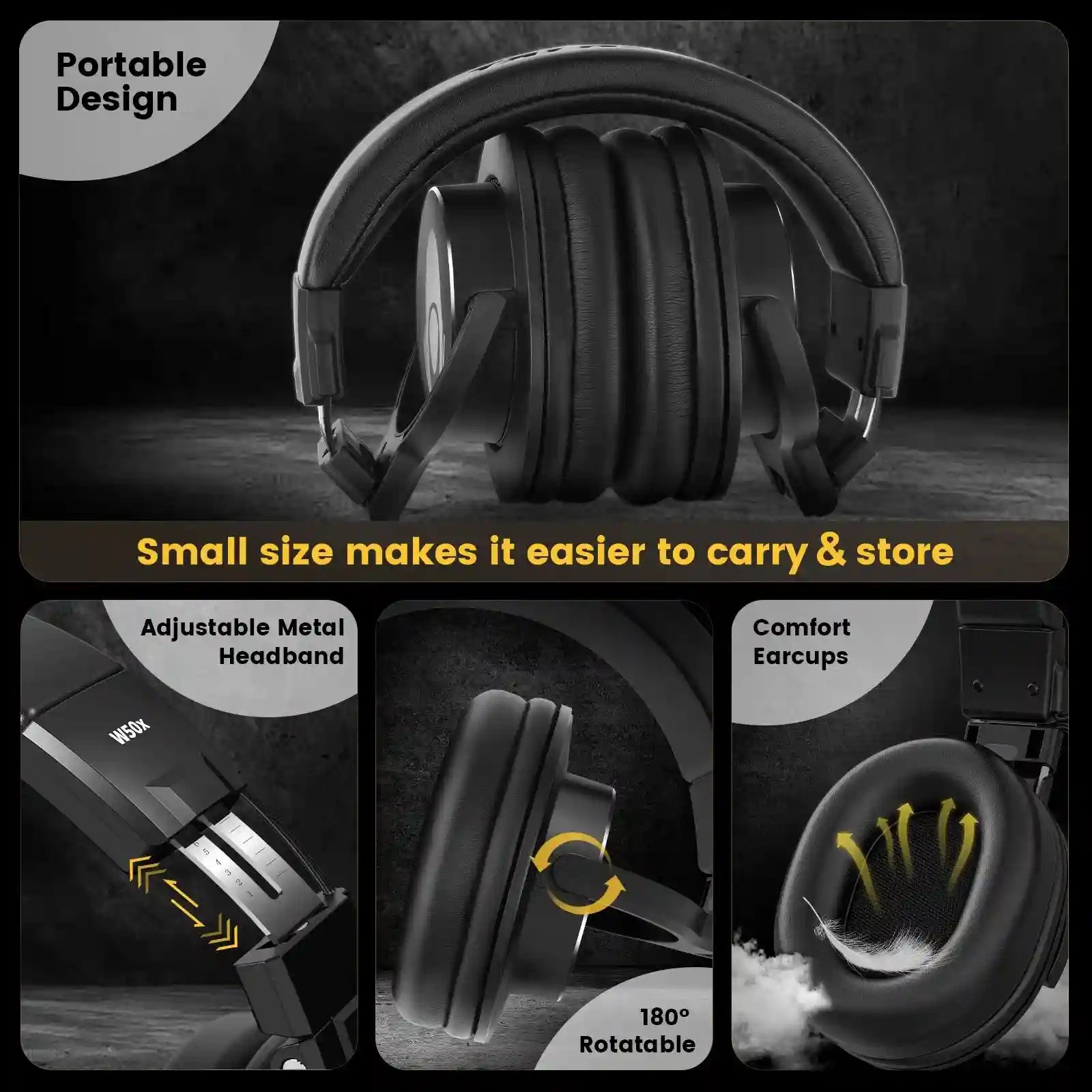 Studio Monitoring Headphones | Wired Over-Ear Audio - Tidesmit W50X Tidesmit