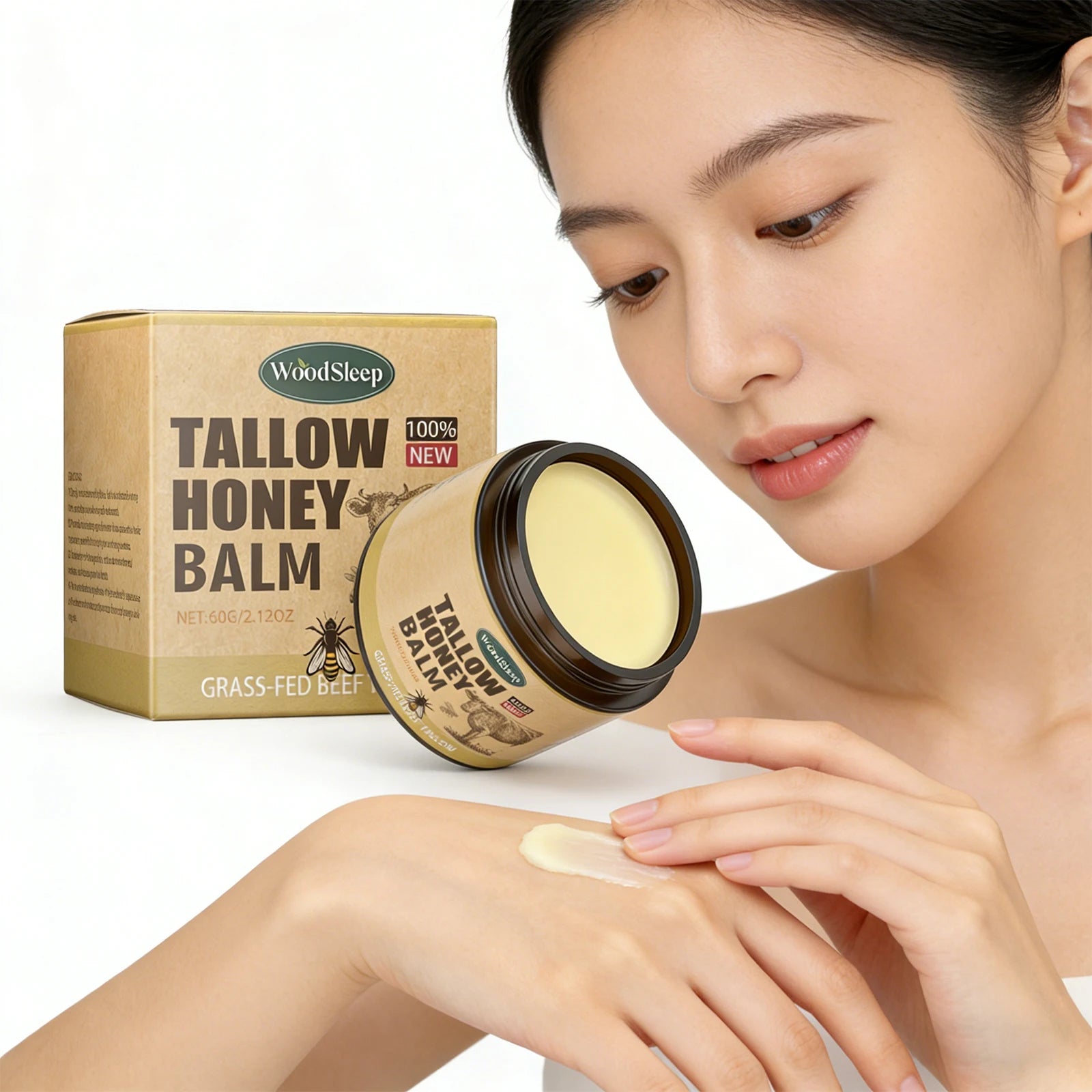 Deep Moisturizing Tallow Honey Balm For Face Natural Beef Tallow Anti Aging Light Non Greasy Skin Barrier Repair Daily Care 60g