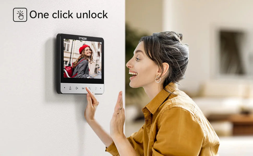 TMEZON Video Door Intercom Doorbell Intercom System, 7 Inch 1 Monitor 1 Camera Touch Button, Night Vision