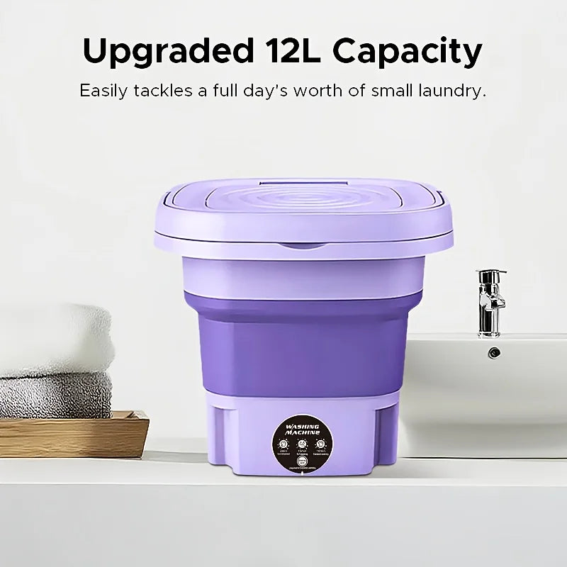 Tidesmit 8L foldable portable washing machine for travel showing compact bucket design for socks and underwear