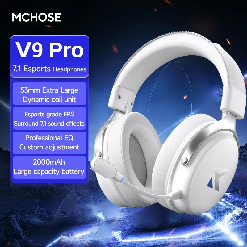 Wireless Gaming Headset V9 Pro - 7.1 Surround Sound Over-Ear Headphones V9Pro-Silver China Mainland Tidesmit