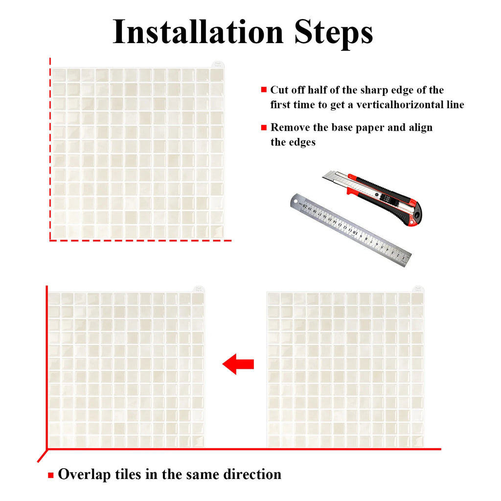 10 Sheets Brick Wall Stickers 3D Mosaic Patterned Vinyl Tiles Marble Textured Surface Wallpaper For Home Application