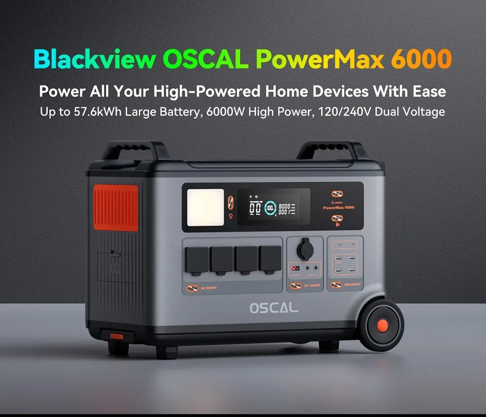 Oscal Powermax6000 Portable Charger 3600Wh LiFePO4 Power Station Tidesmit