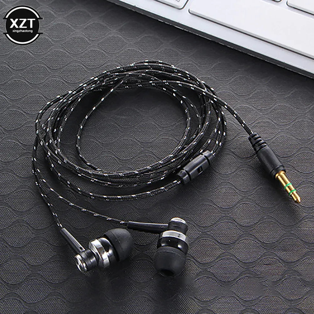 Wired Earphones with Mic, 3.5mm Nylon Braided Cord by Tidesmit black Tidesmit