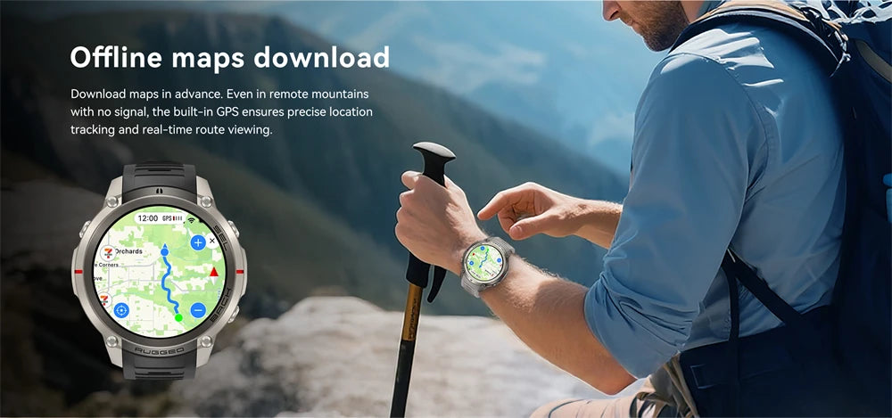 2026 New Sports Smart Watch With GPS Offline Map Download Bluetooth Call Military Clock Fitness Tracker Waterproof Bracelets Men