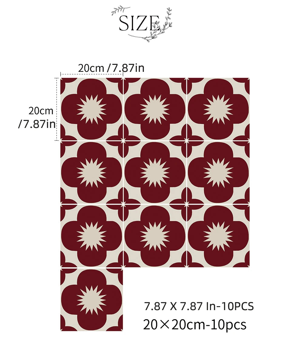 10Pcs Tile Stickers, Peel and Stick Self Adhesive Removable Moroccan Talavera Tiles Backsplash for Kitchen, Furniture Staircase