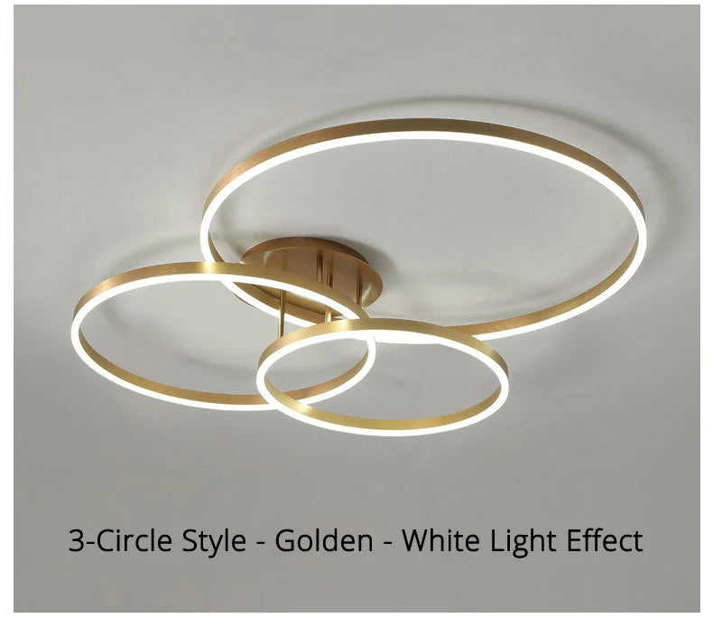 Nordic Creative Led Circle Chandeliers Bedroom Living Dining Room Lighting Chandelier Golden Brown Glossy Lamp Home Indoor Lamps