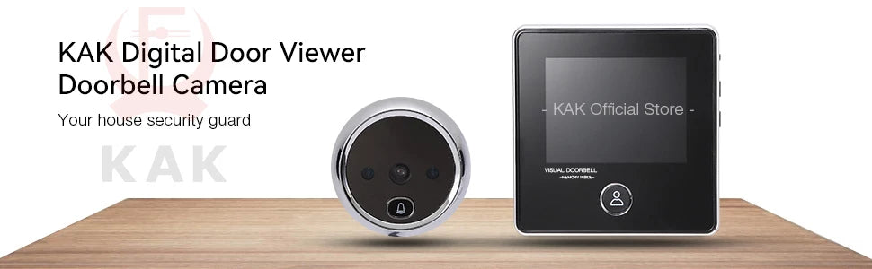 KAK 2.8" LCD Screen Electronic Door Viewer Bell IR Night Door Camera Photo Recording Digital Door Viewer Smart Peephole Doorbell