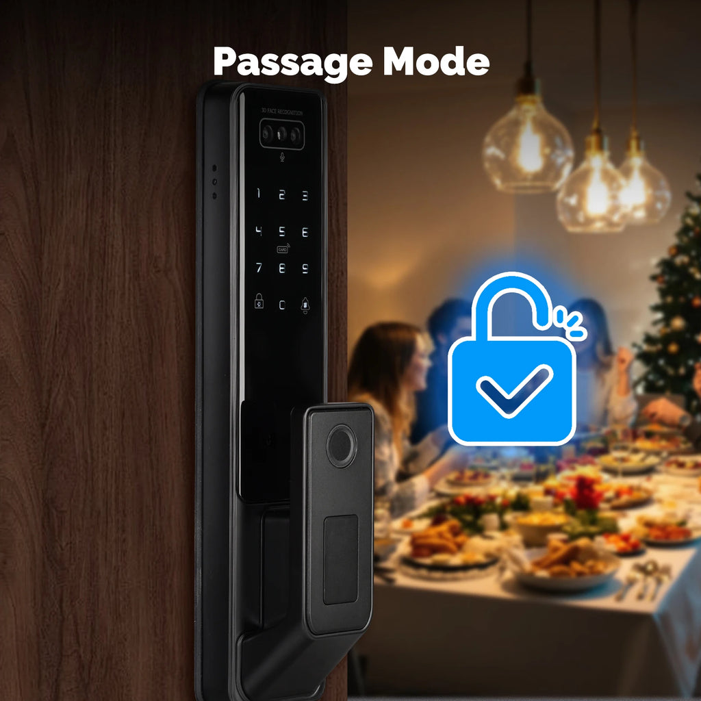 MOES Tuya WiFi Smart Door Lock Facial Palm Vein Recognition Remote Fingerprint Password IC Card Unlock Indoor Battery Powered