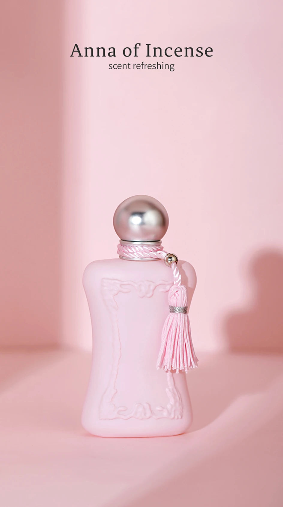 Anna of Incense 75ml EDP: Luxury pink floral perfume for women in an ornate bottle with a decorative tassel.