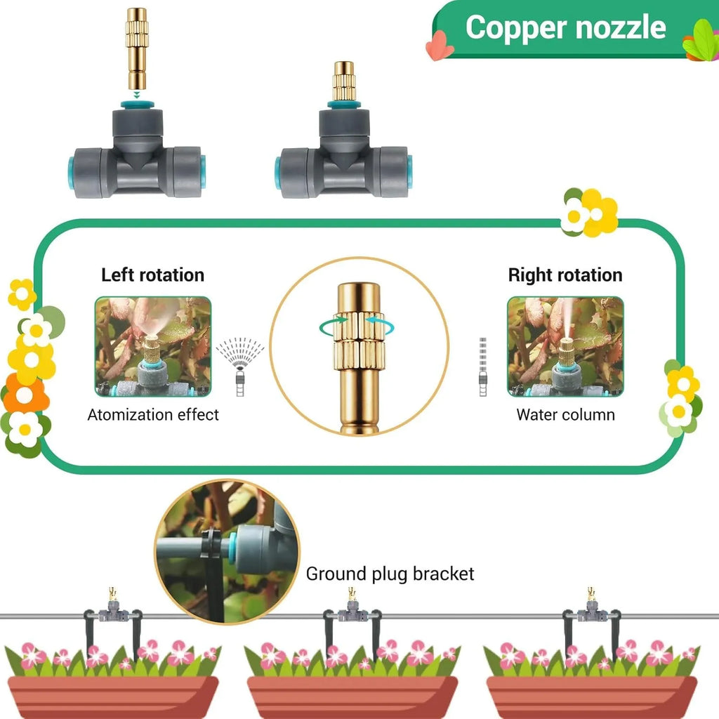 Copper nozzle rotating sprinkler kit with left and right rotation effects