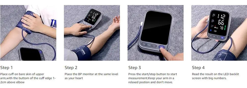 Kingclinic Blood Pressure Machine, Automatic Digital Upper Arm Blood Pressure Monitor with Adjustable Large Cuff