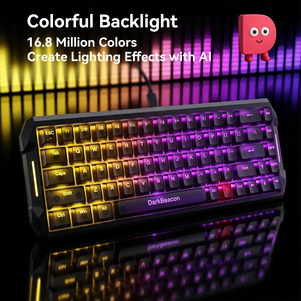 DarkBeacon 65% Gaming Keyboard 68 Keys Mechanical Keyboard LED Backlit Wired Keyboard with Red Switch for Windows Mac PS4 Gamer