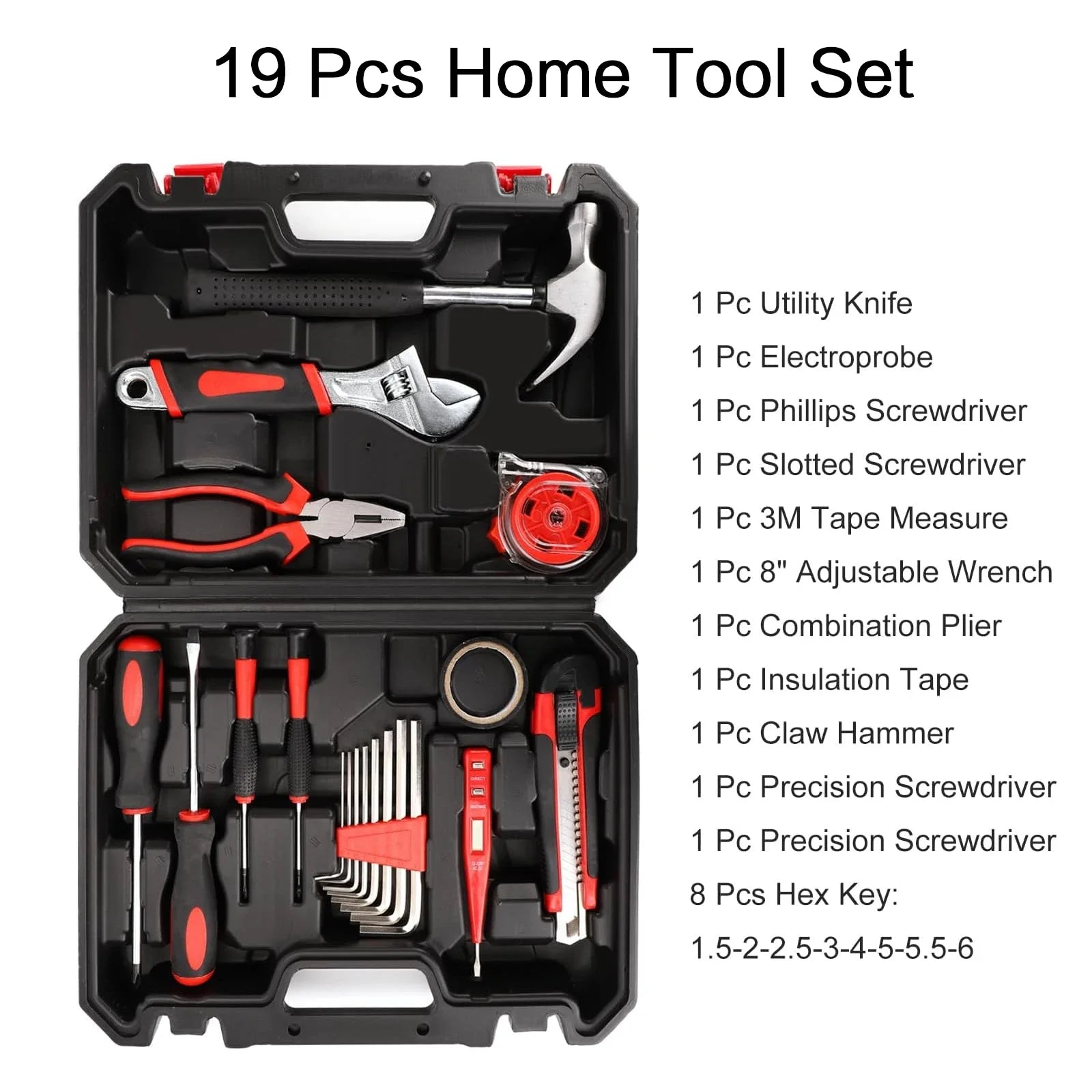 STOENGO 19/43/108pcs Hardware Household Hand Tool Kit Set Household DIY Hand Tool Kit Saw Screwdriver Hammer Tape Wrench Pliers
