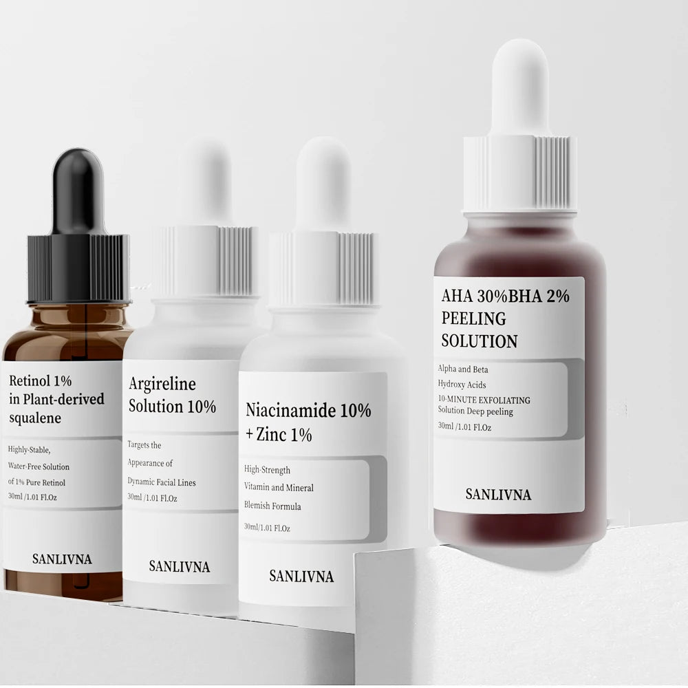 AHA 30%+BHA 2% Exfoliating Face Salicylic Acid Serum 10% Niacinamide + 1% Zinc, 10% Hexapeptide Serum Moisturizing Face Skincare