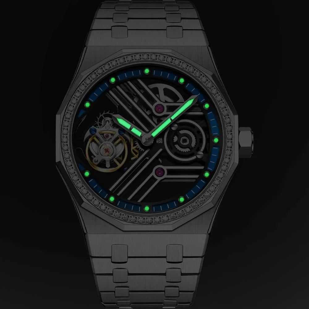 Classic Design 7055 Tourbillon Automatic Mechanical Watch Men Luxury Watch Manufacturer certified