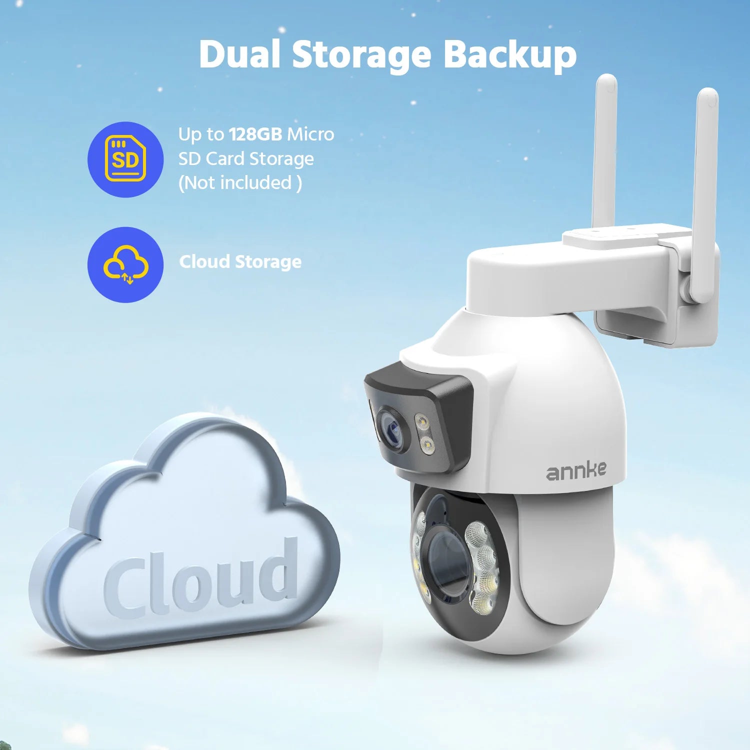 ANNKE WCD1012 10MP Dual-Lens PTZ Security Camera 12X Zoom Wifi Camera AI Human Tracking 1/2/4 PCS 2.4G Wireless Camera Outdoor