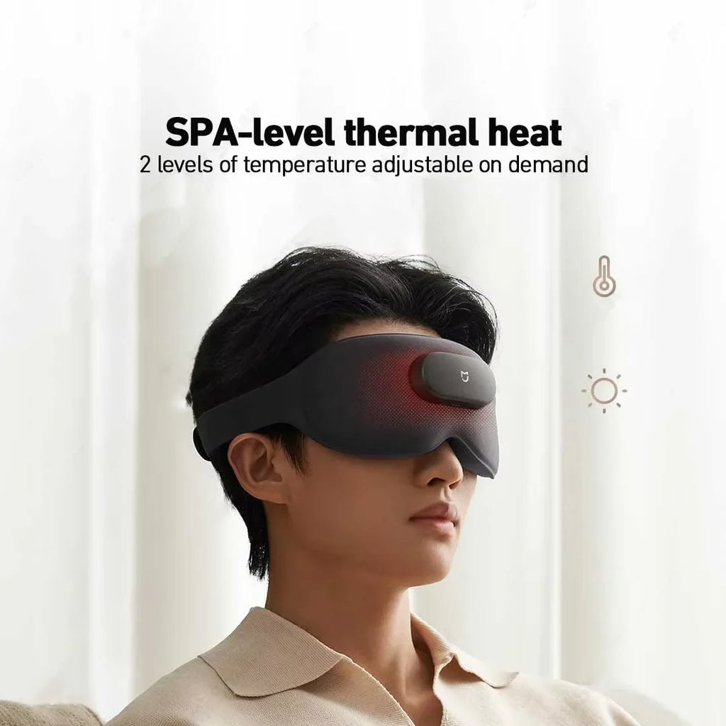 Smart Massage Eye Mask | 3D Heat Therapy & App Control - Black Relaxation Treatment Tidesmit