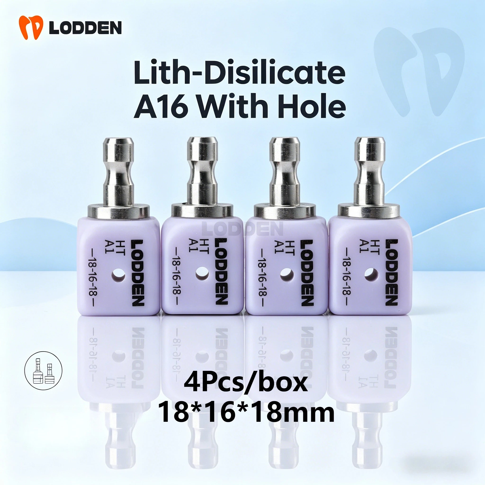 Lodden A16 Lithium Disilicate with Hole Glass Ceramic Block CAD CAM Dental Lab Material For Veneer Restoration