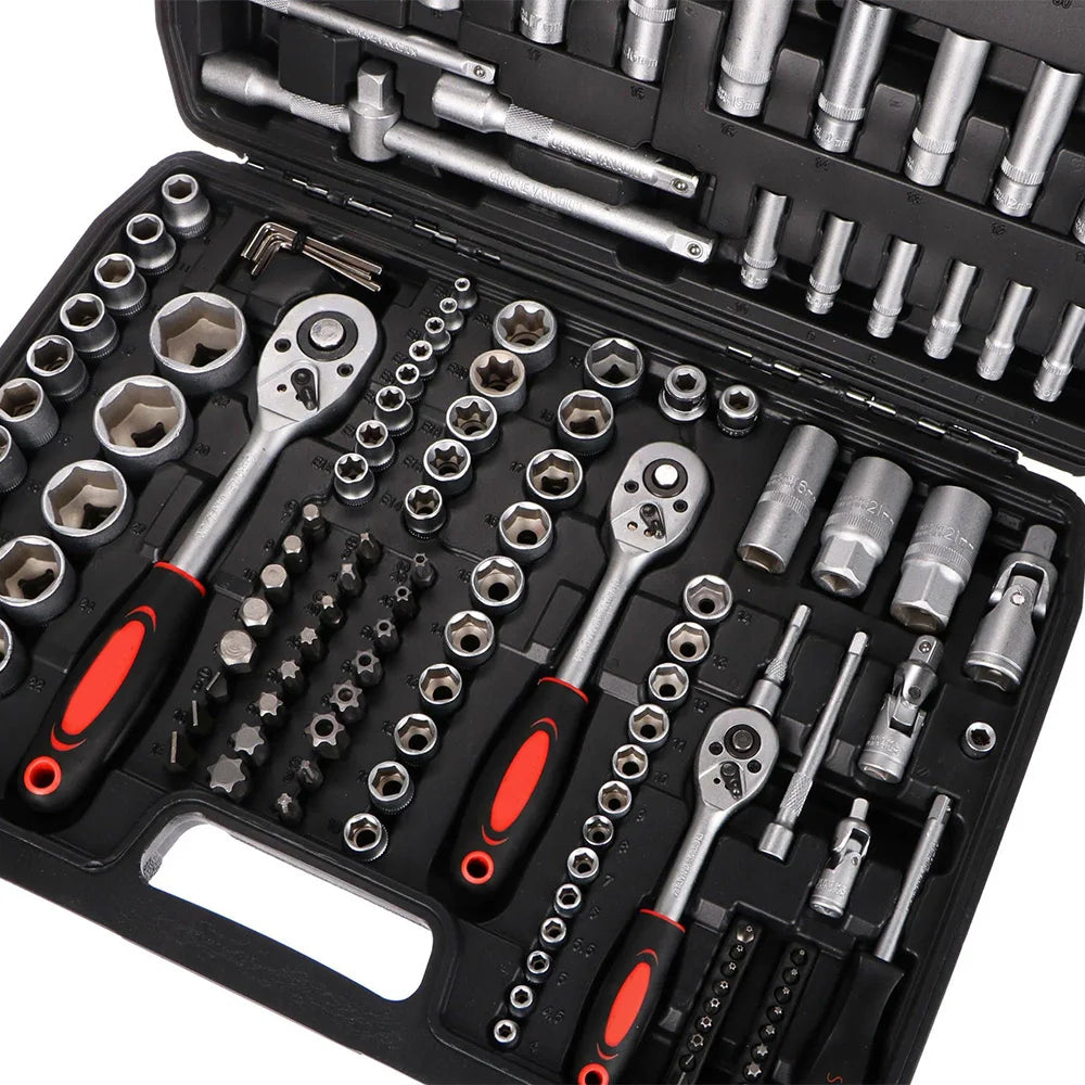 Podofo 172-Piece Comprehensive Socket Wrench Set 1/4" 3/8" 1/2" Drive Bits Kit With Storage Carrying Case for Auto Repair