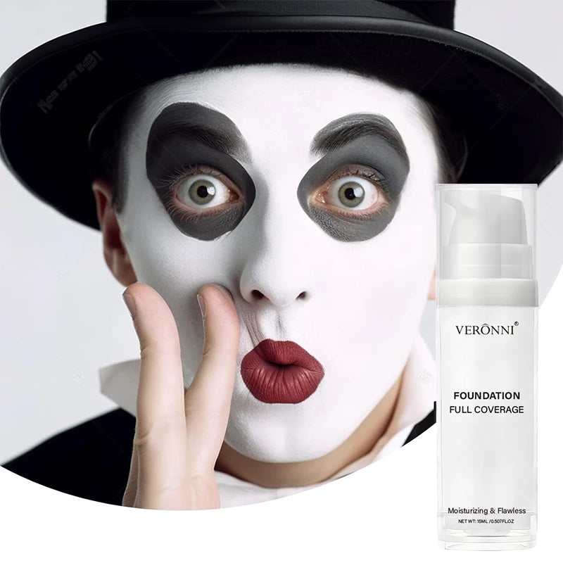Tidesmit professional matte white face foundation for cosplay and gothic makeup texture close-up