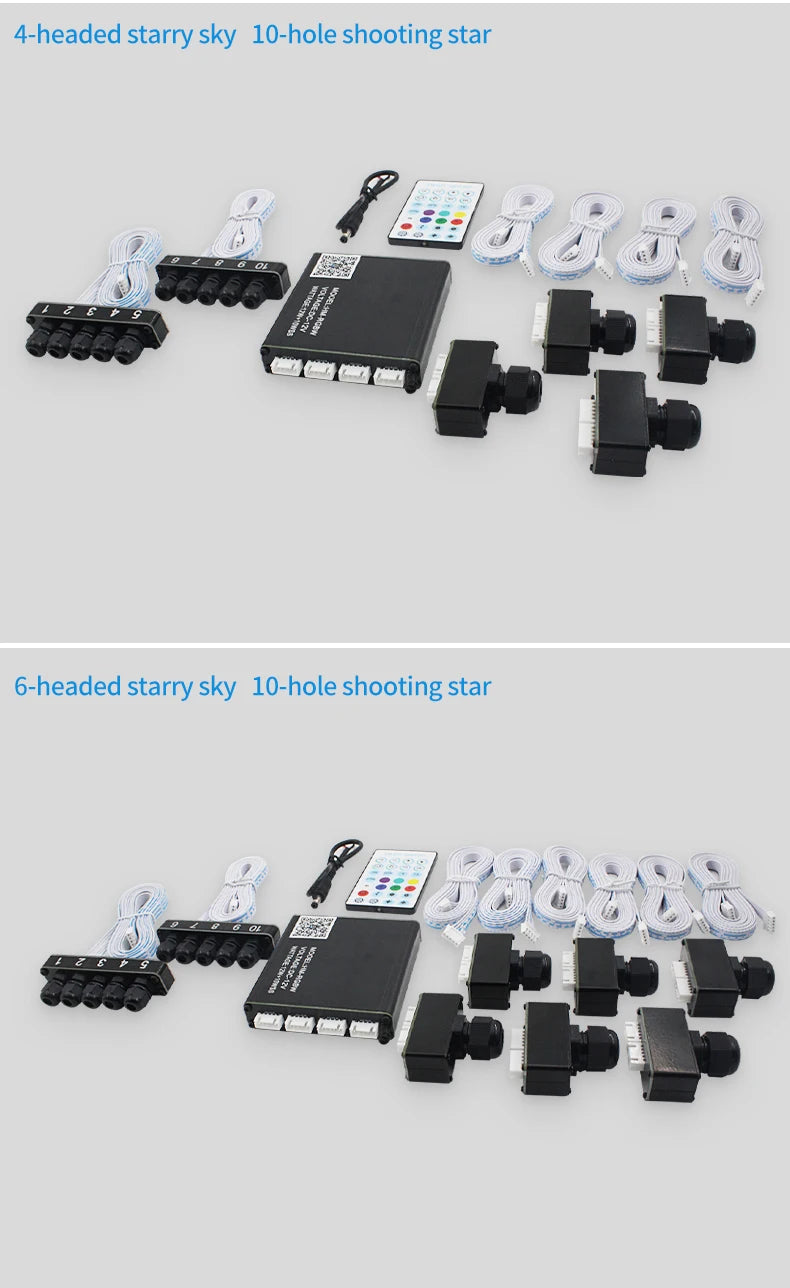 12V Car Starry Sky Ceiling Fiber Optic Splitter Meteor App Bluetooth Colorful Flashing Ceiling Modification Light Source Sunroof Car Atmosphere Starry Sky Light