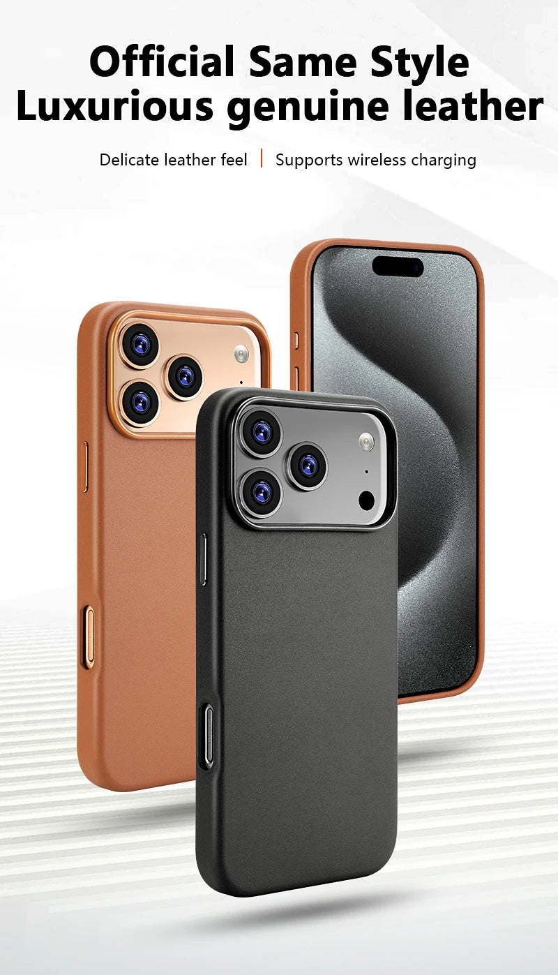 MagSafe Leather Phone Case for iPhone 17 Pro - Slim Shock-Absorbing Cover Tidesmit
