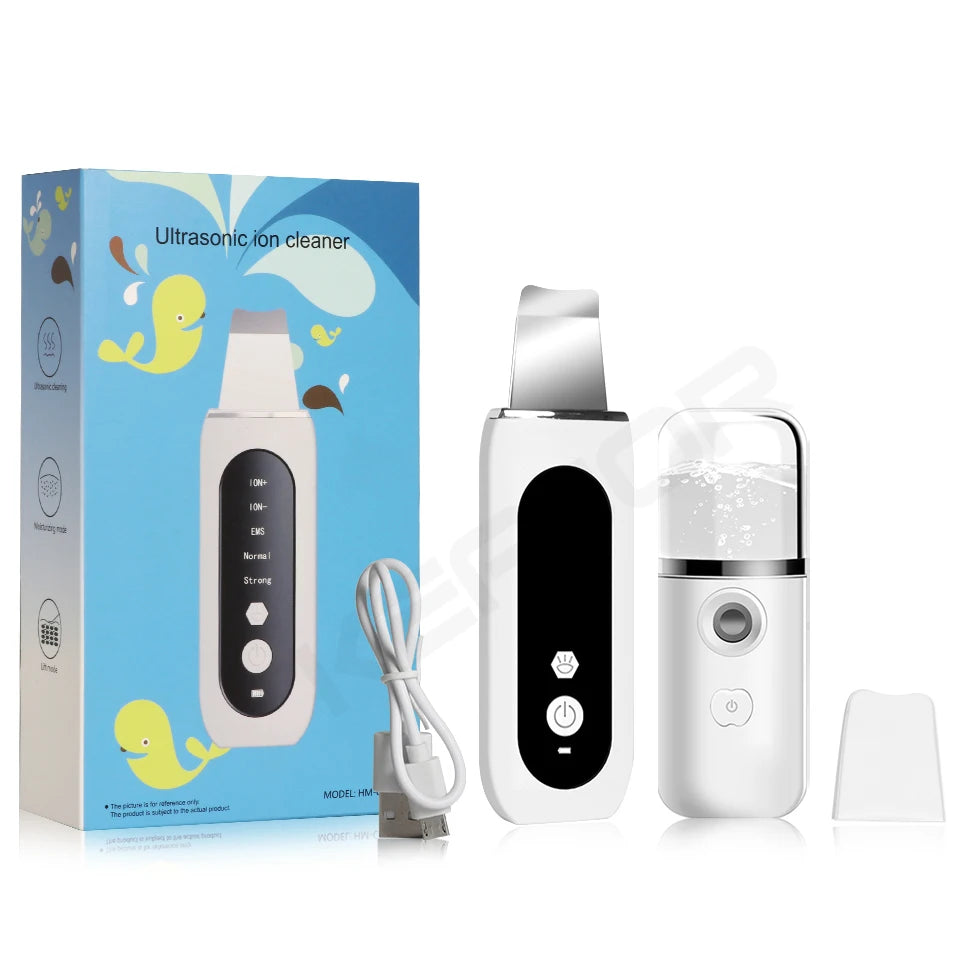 Ultrasonic Skin Scrubber – Professional Pore Cleansing Facial Tool Scrubs Treatments white add gift Tidesmit