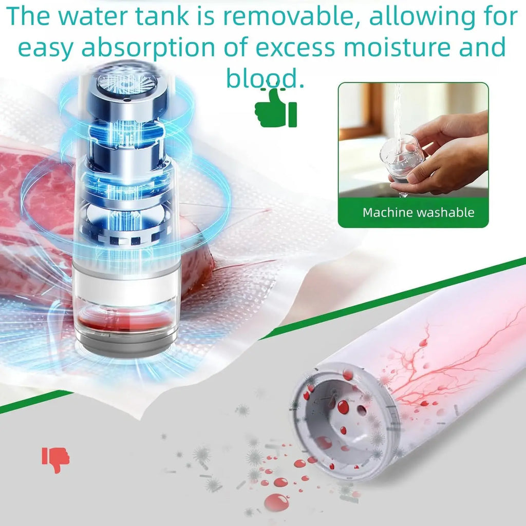 Electric Vacuum Sealer Machine 12 Reusable Bags USB Rechargeable Vacuum Sealer Suitable for Food Preservation Camping Freezer