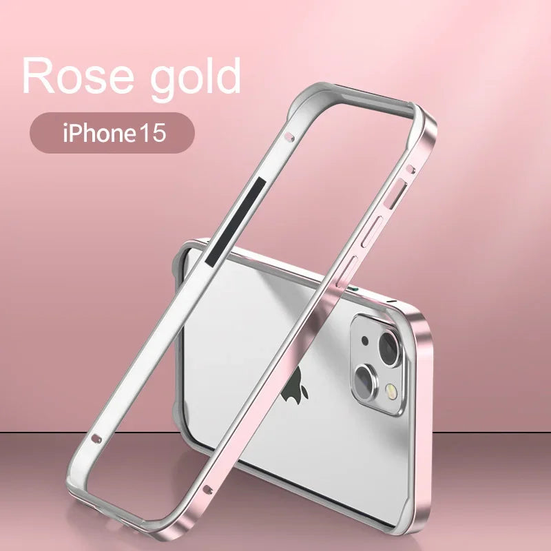 iPhone 17 Aluminum Bumper Case - Slim Military-Grade Metal Frame RoseGold China Mainland Tidesmit