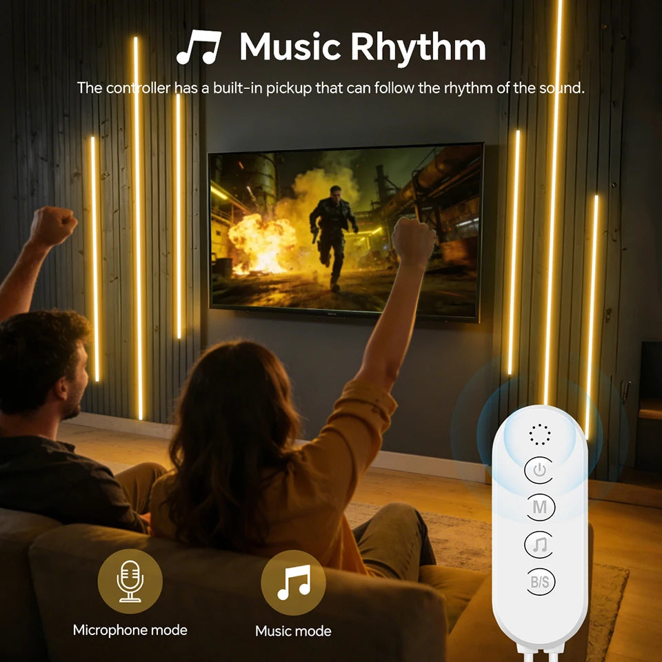Bluetooth APP Control Self-Adhesive Neon COB LED Strip Light Bedroom Embedded Acoustic Wall Panel Decor Backlight LED Tape