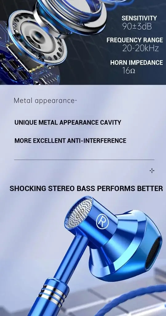 Wired Earbuds HiFi Stereo Bass with Mic Tidesmit 3.5mm or Type C Tidesmit