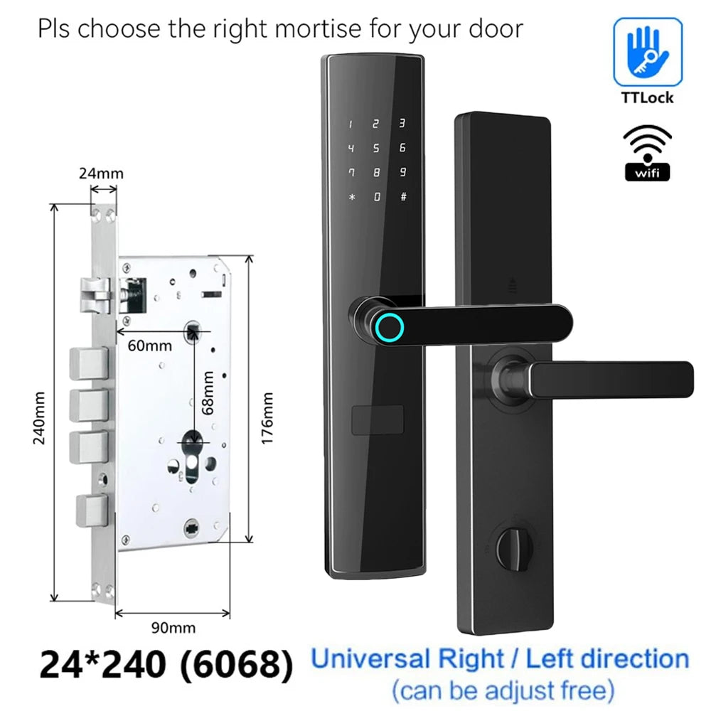 EU Warehouse Smart Fingerprint Door Lock TTLock WiFi – App, Keyless, Password, Card & Mechanical Key – Home, Hotel, Office, Airbnb
