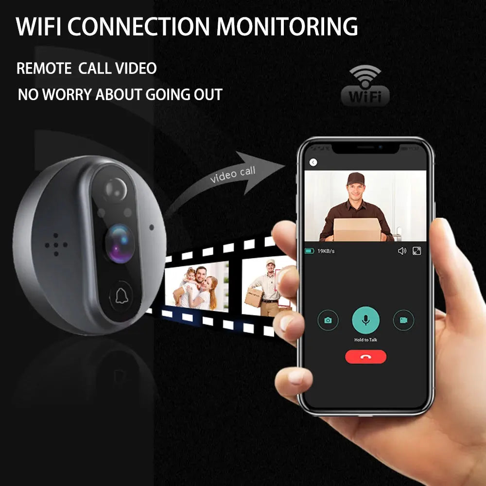 Tuya Smart 4.3 Inch WiFi Peephole Doorbell Camera 120 Degree Wide Angle Door Eye 5000mAh Battery PIR Motion Detector Video Intercom Home Security Camera