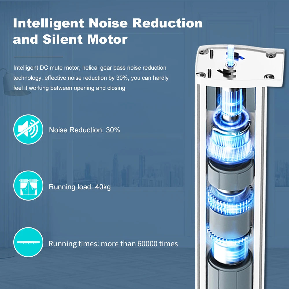 Smart Curtain Motor WiFi Zigbee Silent Electric Track - Tidesmit Tidesmit
