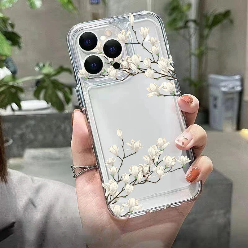 Redmi Note 14 Clear Case | Jasmine Floral Shock-Absorbing Slim Fit Cover Tidesmit