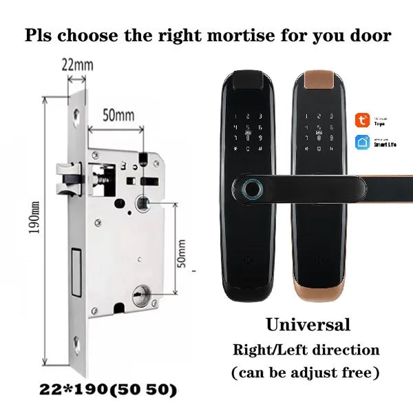 TUYA APP Compatible Smart Life App Unlock Smart Door Lock for Home Wood Door with Fingerprint Handle Combination Rfid Card