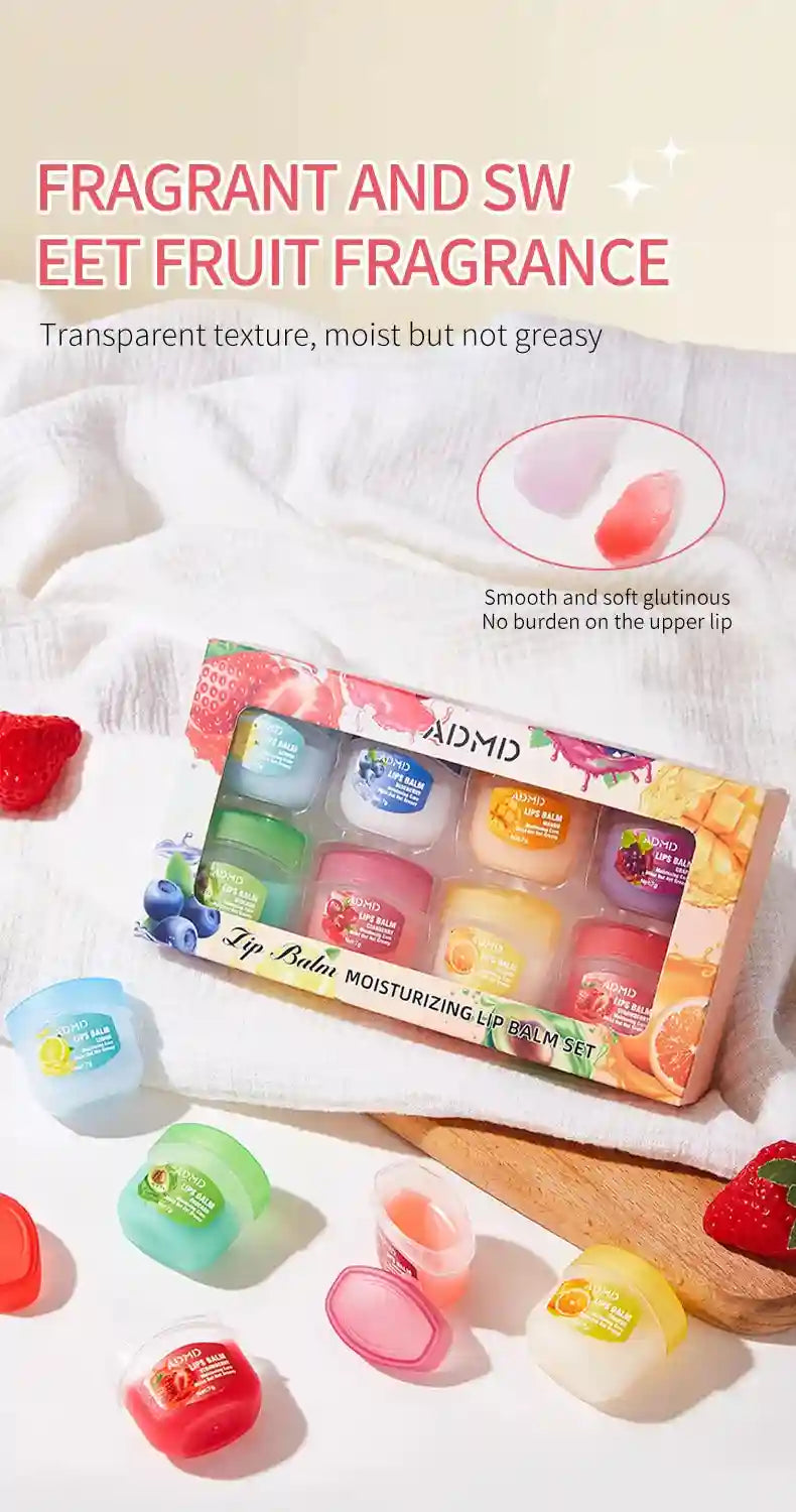 Fruit Lip Balm Set - 8pcs Moisturizing Lip Treatment for Dry Lips Lip Care Tidesmit