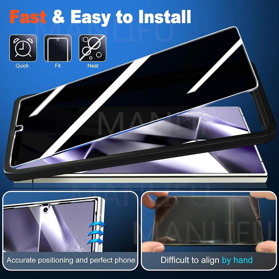 3D Curved Full Coverage Anti-Spy Tempered Glass For Samsung Galaxy S25 Ultra Privacy Fingerprint Unlock Screen Protector Glass AE Tidesmit