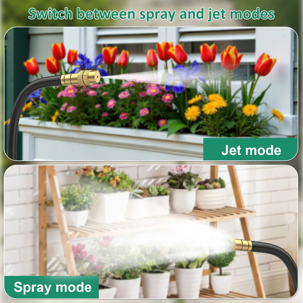 20M DIY Drip Irrigation System Kit, 360° Adjustable Copper Spray Nozzles Garden Watering Set with Pipe Cutter, Clips, Cable Ties, Adapters for Vegetable Garden, Potted Plants, Greenhouse