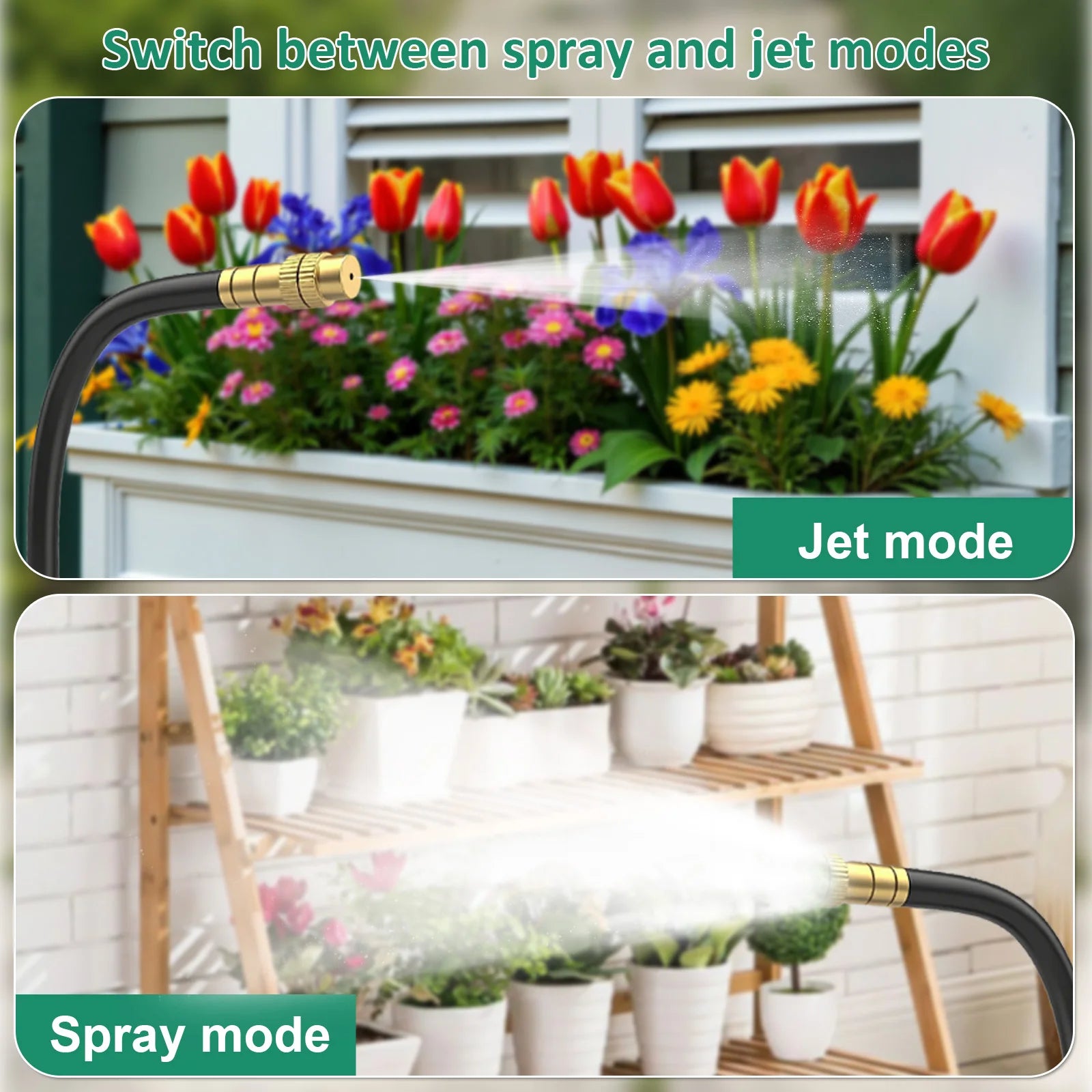 20M DIY Drip Irrigation System Kit, 360° Adjustable Copper Spray Nozzles Garden Watering Set with Pipe Cutter, Clips, Cable Ties, Adapters for Vegetable Garden, Potted Plants, Greenhouse
