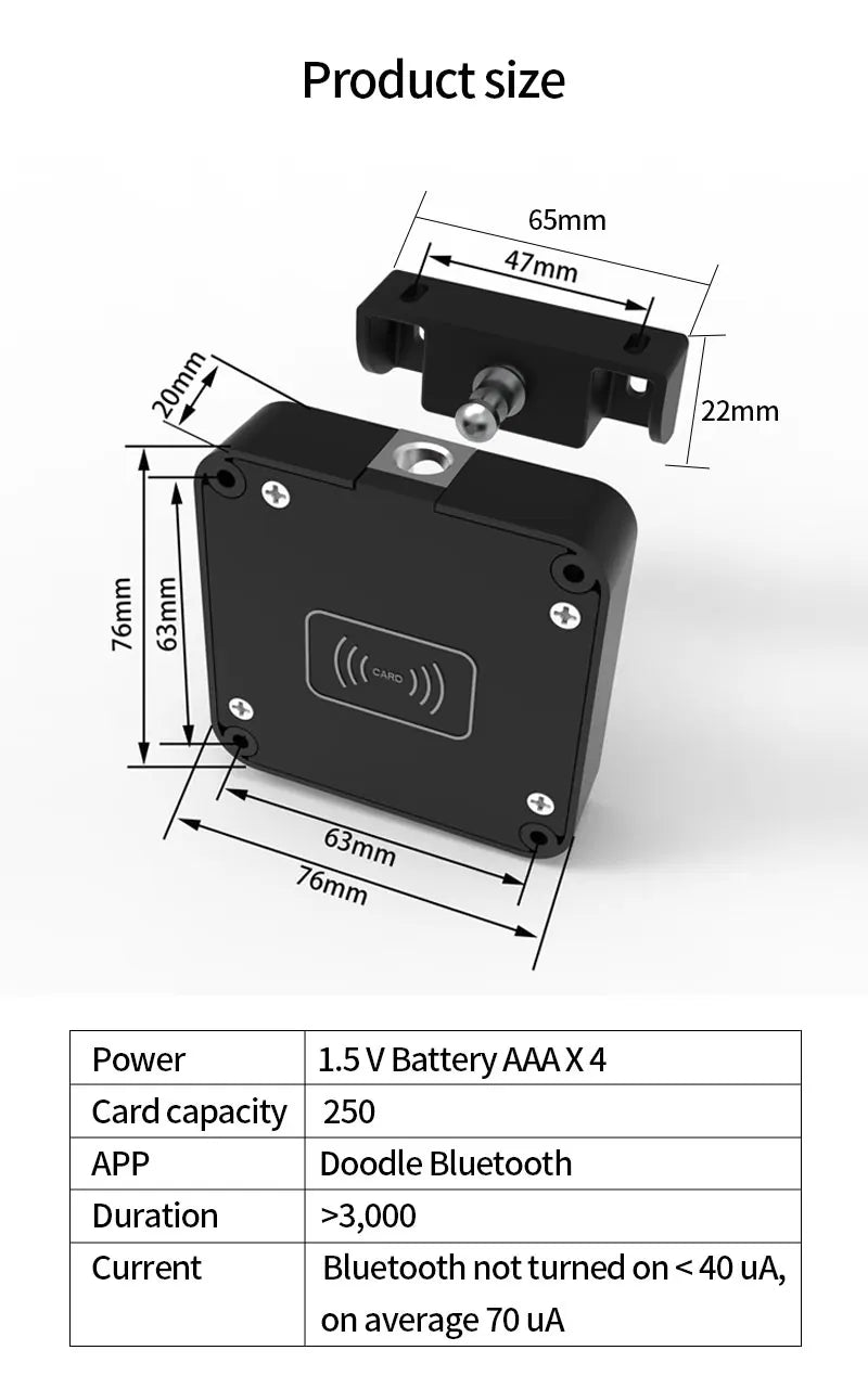 Support Tuya App Bluetooth Cabinet Drawer Invisible Electronic Lock 13.56M RF Card Smart Drawer Lock Keyless