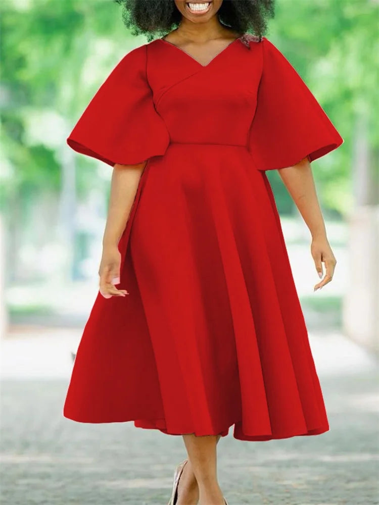 Wmstar Dresses for Women V Neck Elegant Fashion Party Maxi Dress New in Summer Fashion Clothes Wholesale Dropshipping S-3XL