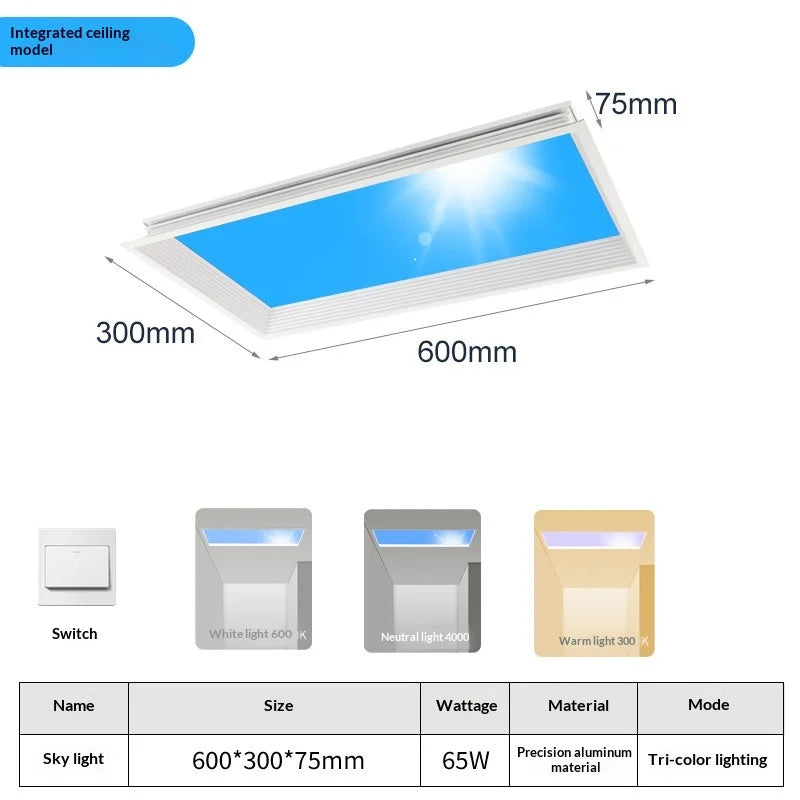 Smart Sky LED Ceiling Lamp Ultra Thin Artificial Sun Blue Sky Light PC Aluminum Simulated Daylight Kitchen Bathroom Home Decor