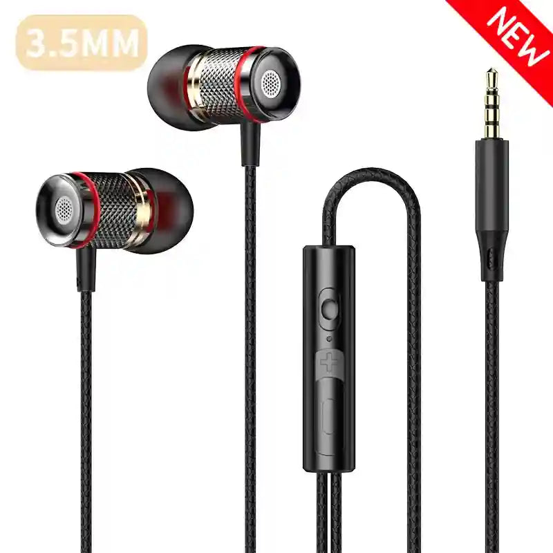 Wired Earbuds with Mic: 7.1 Surround Sound Type-C & 3.5mm AUX (New)3.5MM AUX Black Tidesmit