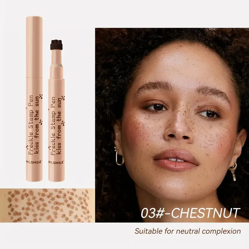 Tidesmit waterproof fake freckles stamp pen for natural sun-kissed face makeup look detail view